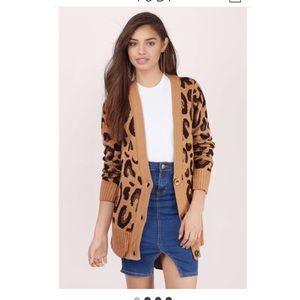 Mocha multi animal print knitted cardigan.